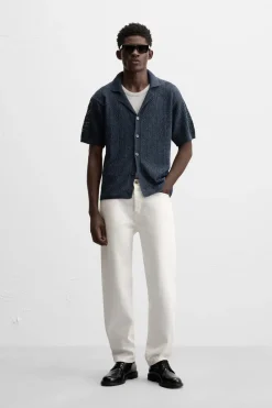 Hot CAMISA PUNTO CALADOS Hombre Camisas