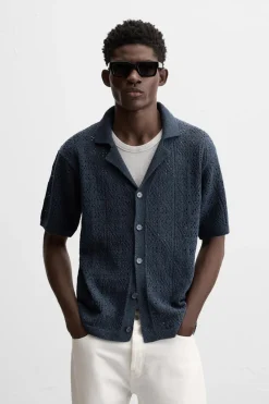 Hot CAMISA PUNTO CALADOS Hombre Camisas