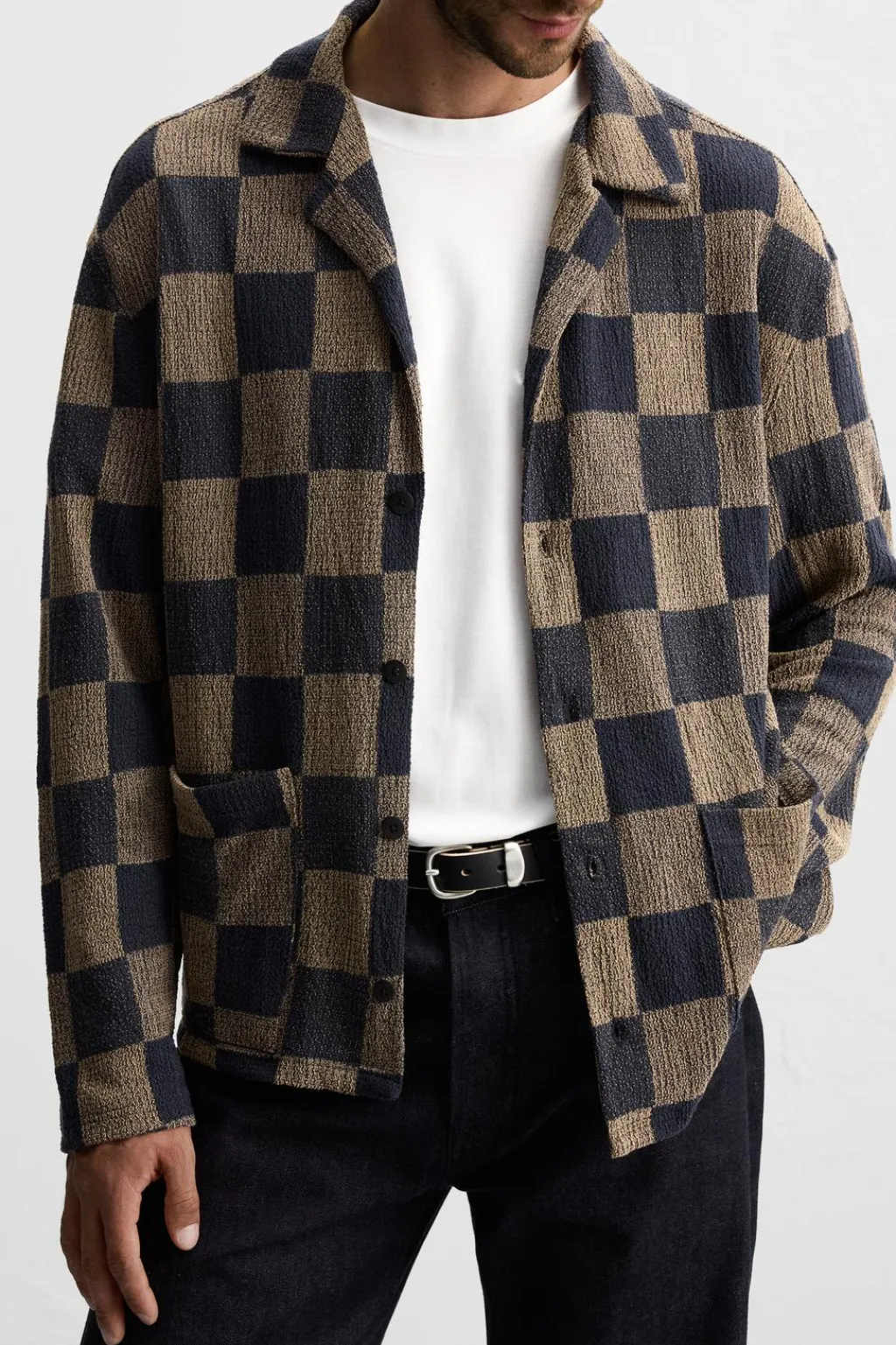 New CAMISA PUNTO CUADROS Hombre Camisas