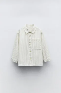 Niños ZARA 1½ - 6 Años·Camisas / Sobrecamisas<CAMISA RAYAS BOLSILLO