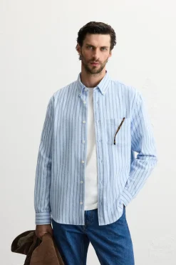 Fashion CAMISA RAYAS BOLSILLO Hombre Camisas