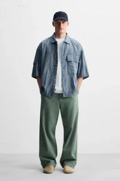 New CAMISA RAYAS BOLSILLOS Hombre Camisas