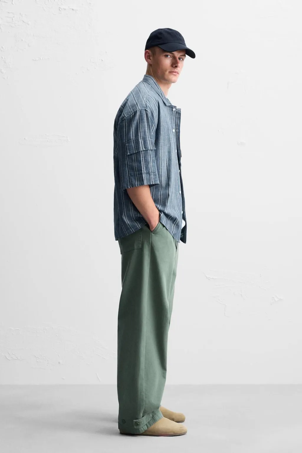 New CAMISA RAYAS BOLSILLOS Hombre Camisas