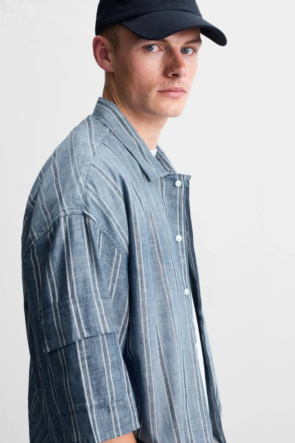 New CAMISA RAYAS BOLSILLOS Hombre Camisas