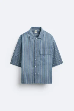 New CAMISA RAYAS BOLSILLOS Hombre Camisas