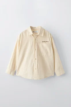 Niños ZARA 6 - 14 Años·Camisas / Sobrecamisas<CAMISA RAYAS BORDADO