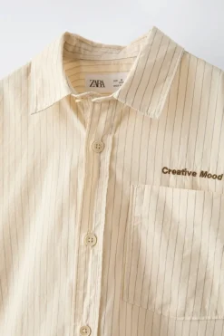 Niños ZARA 6 - 14 Años·Camisas / Sobrecamisas<CAMISA RAYAS BORDADO