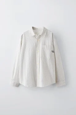 Niños ZARA 6 - 14 Años·Camisas / Sobrecamisas<CAMISA RAYAS BORDADO