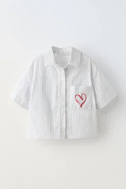 Niños ZARA 6 - 14 Años·Blusas / Camisas<CAMISA RAYAS BORDADO