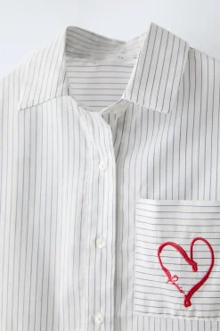 Niños ZARA 6 - 14 Años·Blusas / Camisas<CAMISA RAYAS BORDADO