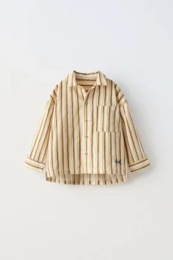 Niños ZARA 1½ - 6 Años·Camisas / Sobrecamisas<CAMISA RAYAS BORDADO