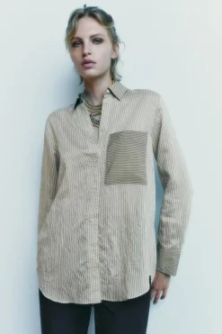 Sale CAMISA RAYAS CONTRASTE ZW COLLECTION Mujer Camisas / Blusas