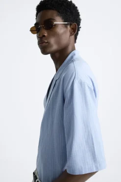 Fashion CAMISA RAYAS EFECTO ARRUGADO Hombre Camisas