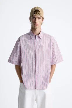 Hot CAMISA RAYAS ESTAMPADO CONTRASTE Hombre Camisas