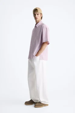 Hot CAMISA RAYAS ESTAMPADO CONTRASTE Hombre Camisas