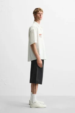 Sale CAMISA RAYAS ESTAMPADO PEGATINA Hombre Camisas