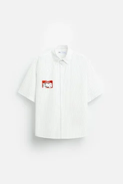 Sale CAMISA RAYAS ESTAMPADO PEGATINA Hombre Camisas