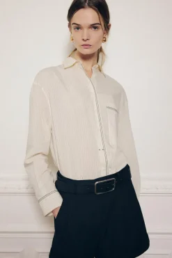 Clearance CAMISA RAYAS PESPUNTES ZW COLLECTION Mujer Camisas / Blusas