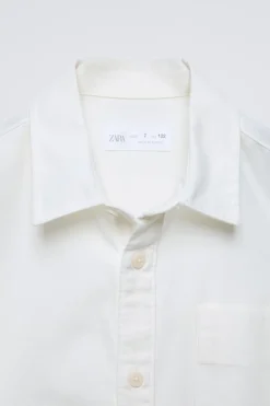 Niños ZARA 6 - 14 Años·Camisas / Sobrecamisas<CAMISA SARGA PERCHADA