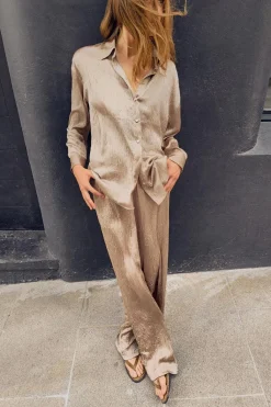 Best CAMISA SATINADA EFECTO ARRUGADO Mujer Camisas / Blusas