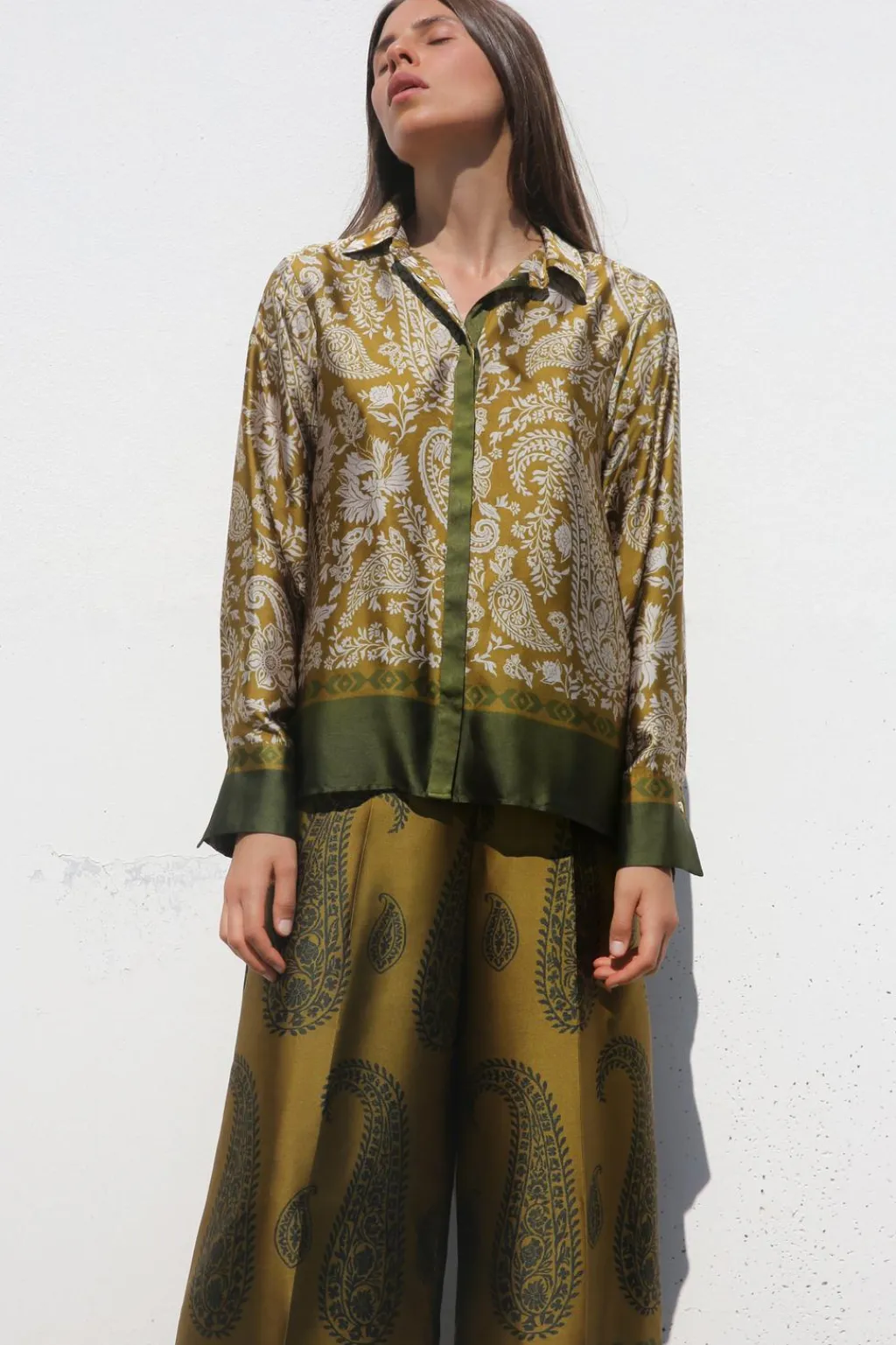 New CAMISA SATINADA ESTAMPADA Mujer Camisas / Blusas