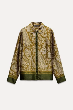 New CAMISA SATINADA ESTAMPADA Mujer Camisas / Blusas