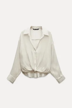 Fashion CAMISA SATINADA NUDO Mujer Camisas / Blusas