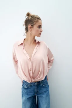 Best CAMISA SATINADA NUDO Mujer Camisas / Blusas