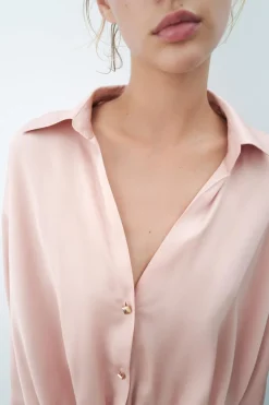 Best CAMISA SATINADA NUDO Mujer Camisas / Blusas