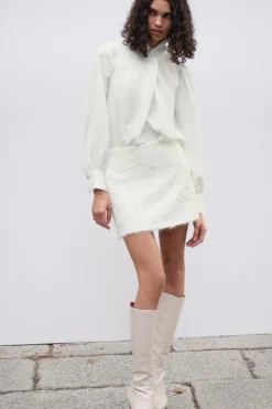 Fashion CAMISA SATINADA NUDO Mujer Camisas / Blusas