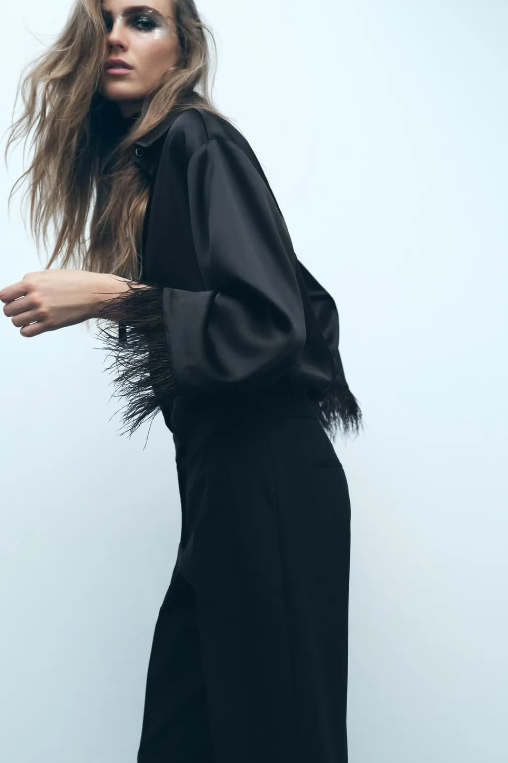 New CAMISA SATINADA PLUMAS Mujer Camisas / Blusas