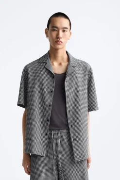 Hot CAMISA SEERSUCKER CUADROS Hombre Camisas