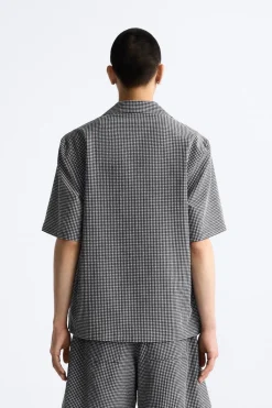 Hot CAMISA SEERSUCKER CUADROS Hombre Camisas