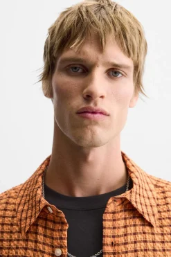 Clearance CAMISA SEERSUCKER CUADROS Hombre Camisas