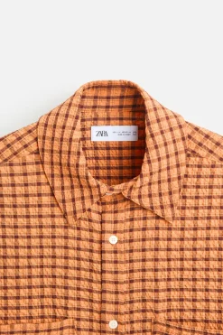 Clearance CAMISA SEERSUCKER CUADROS Hombre Camisas