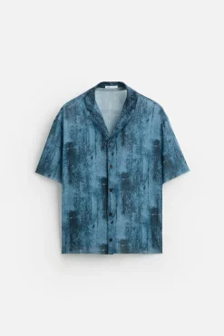 Sale CAMISA SEMITRANSPARENTE ESTAMPADA Hombre Camisas