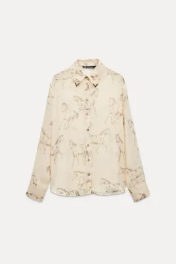 Discount CAMISA SEMITRANSPARENTE ESTAMPADA ANIMALES Mujer Camisas / Blusas