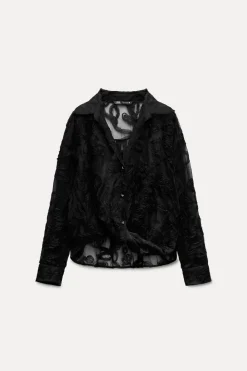 Best CAMISA SEMITRANSPARENTE ESTRUCTURA FLOR Mujer Camisas / Blusas