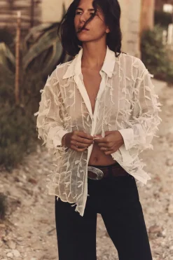 New CAMISA SEMITRANSPARENTE FLECOS Mujer Camisas / Blusas