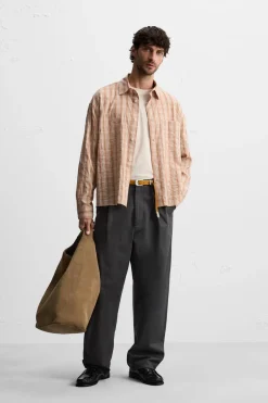 New CAMISA TEXTURA CUADROS Hombre Camisas