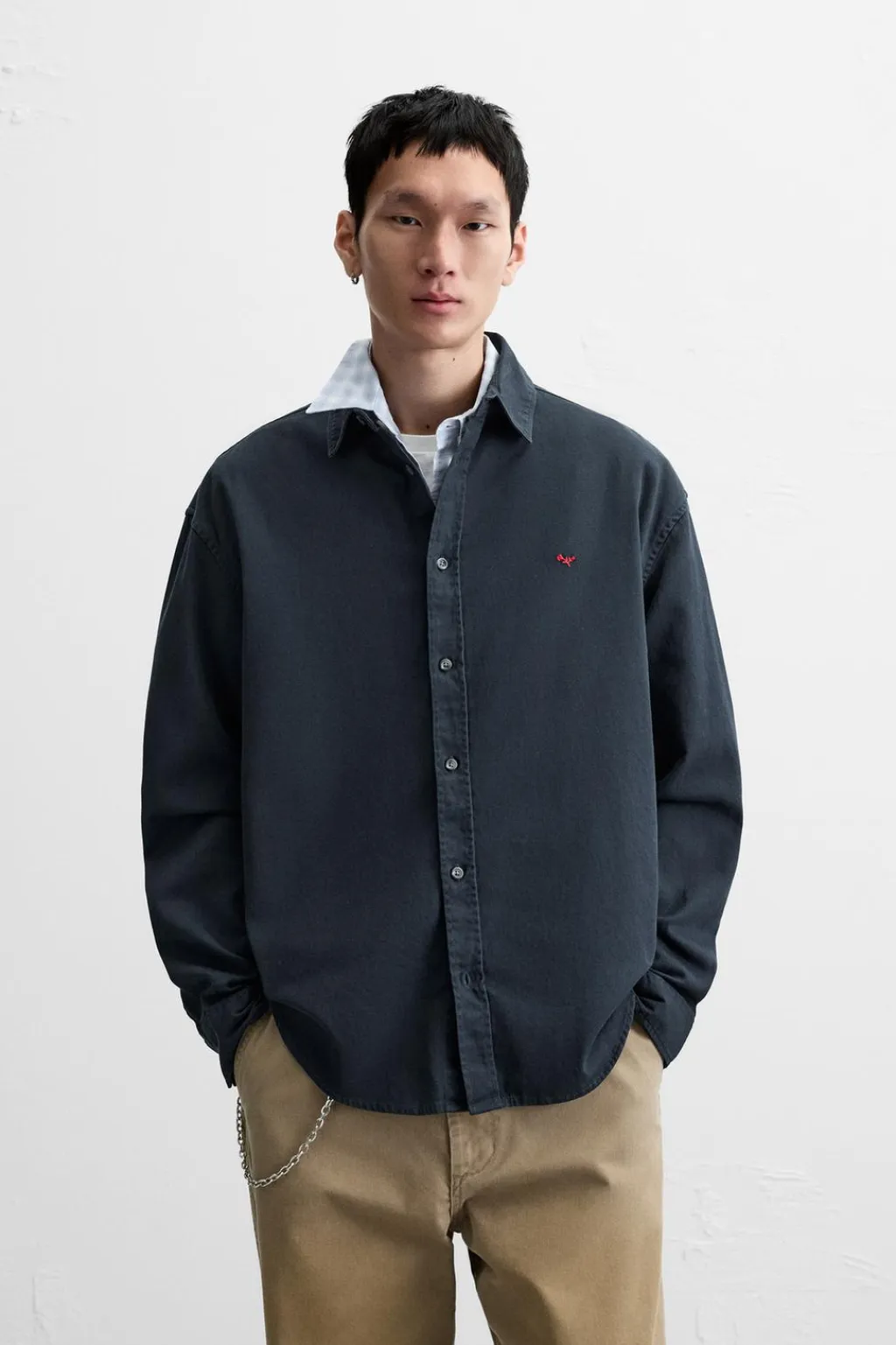 New CAMISA TWILL BORDADO Hombre Camisas