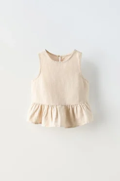 Niños ZARA 1½ - 6 Años·Camisas|6 - 18 Meses·Camisetas<CAMISA VOLANTE CON LINO