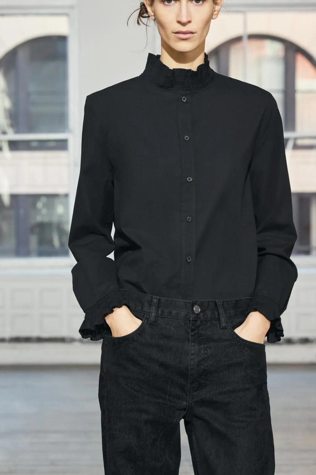 New CAMISA VOLANTE PLISADO ZW COLLECTION Mujer Camisas / Blusas