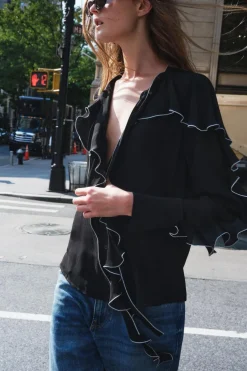 Sale CAMISA VOLANTES CONTRASTE ZW COLLECTION Mujer Camisas / Blusas