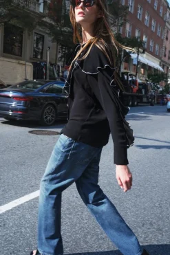 Sale CAMISA VOLANTES CONTRASTE ZW COLLECTION Mujer Camisas / Blusas