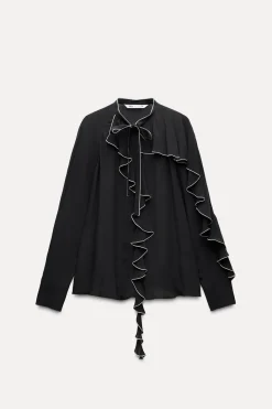 Sale CAMISA VOLANTES CONTRASTE ZW COLLECTION Mujer Camisas / Blusas