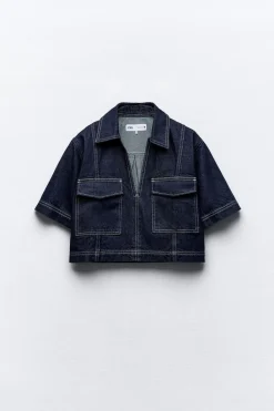 Fashion CAMISA Z1975 DENIM CROPPED Mujer Camisas / Blusas