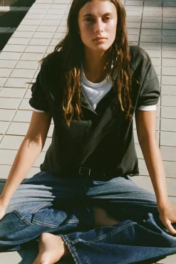 Discount CAMISETA ALGODÓN FLAMÉ EFECTO LAVADO Mujer Camisetas