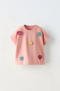 Niños ZARA 1½ - 6 Años·Camisetas|6 - 18 Meses·Camisetas<CAMISETA APLIQUE FLORES