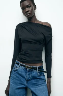 Clearance CAMISETA ASIMÉTRICA DRAPEADA Mujer Camisetas